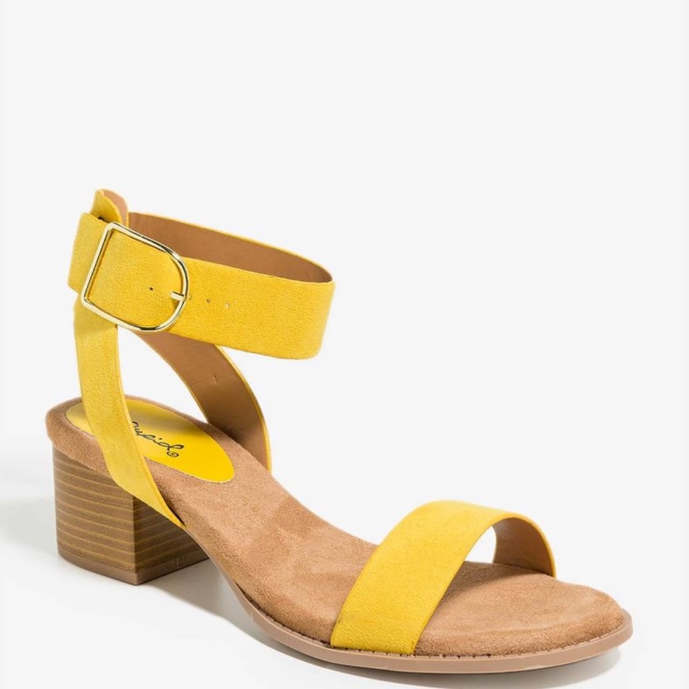 Yellow suede sandals